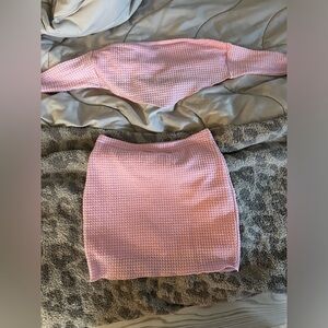 SHEIN two-piece pink strapless skirt set